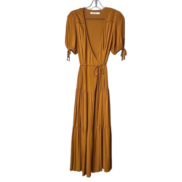 Christy Dawn Dresses & Skirts - CHRISTY DAWN Dress The Augusta Turmeric Maxi Wrap Dress Tiered Ruffles Size XS
